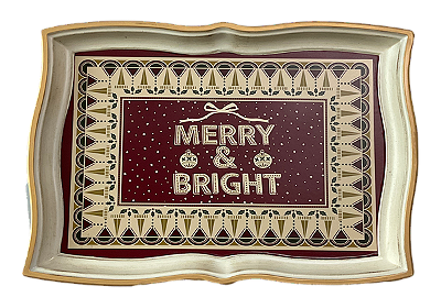 BANDEJA NATALINA ESTAMPADA MERRY & BRIGHT 34X24X1,5CM 130807