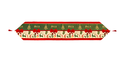CAMINHO DE MESA NATALINO GOBELIN LUXO VERDE E VERMELHO 33X180CM