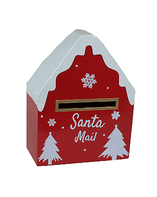 CAIXA POSTAL DECORATIVA DE METAL CASINHA 21X10,5X27CM VERMELHA