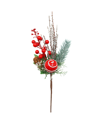 GALHO CANDY ICE COM BOLA E BERRIES VERMELHO 30CM