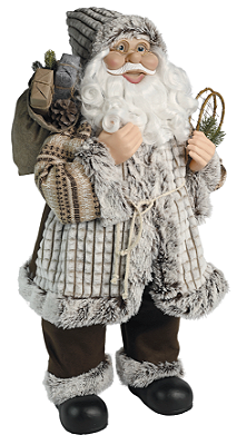PAPAI NOEL COM PRESENTES 60CM MARROM/OFF WHITE