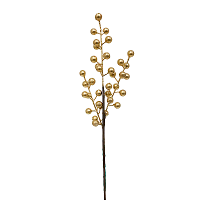 HASTE NATALINA 38CM 3 GALHOS BERRY DOURADO