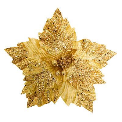 FLOR NATALINA 33CM 11 PÉTALAS DOURADO