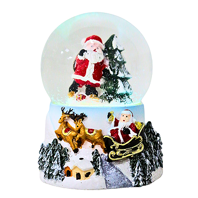 GLOBO DE NEVE 14CM SORTIDO COM LUZ E MÚSICA