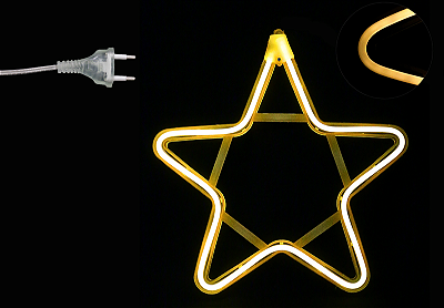 ESTRELA ILUMINADA NEON USB BRANCO QUENTE PARA DECORAÇÃO DE NATAL