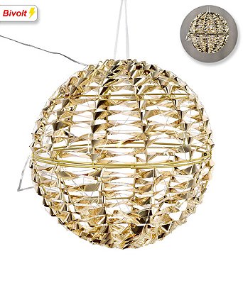 BOLA METÁLICA ILUMINADA 30CM COM 300 LEDS BIVOLT 130908