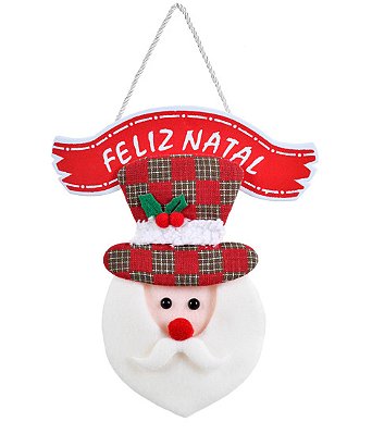 PAPAI NOEL ENFEITE DE NATAL 26CM VERMELHO COM LETREIRO FELIZ NATAL 130903