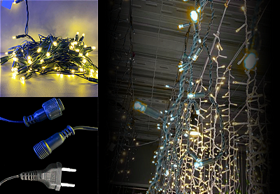 PISCA CASCATA 3M 100 LEDS BRANCO QUENTE ESTROBO 220V USO EXTERNO M/F