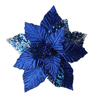 FLOR NATALINA AZUL 30CM COM 9 PÉTALAS