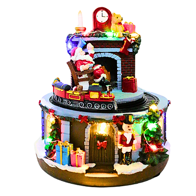 CENA NATALINA RELÓGIO 17CM ILUMINADA ANIMADA E MUSICAL 130601