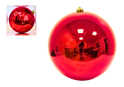 BOLA NATALINA VERMELHA 25CM UNITÁRIA BRILHO 130598