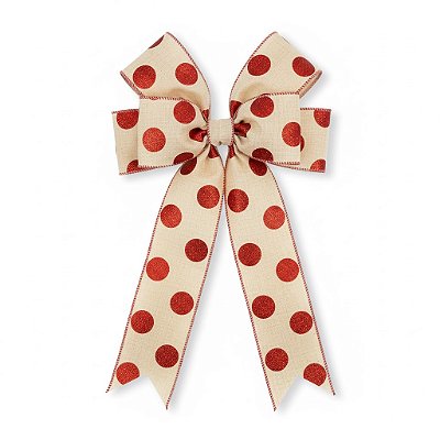 FITA NATALINA ARAMADA 6CM X 9,14M BEGE E VERMELHO