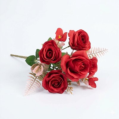 MINI BUQUE ROSA X5 VERMELHO 30CM