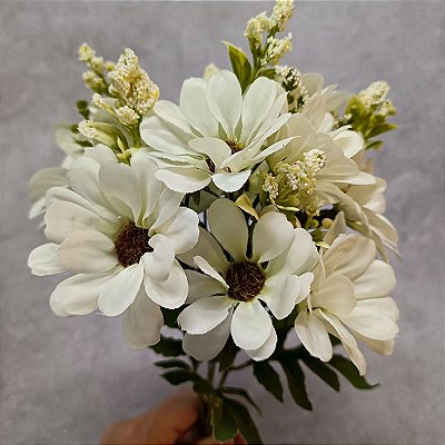 BUQUE MARGARIDA X6 BRANCA  35CM