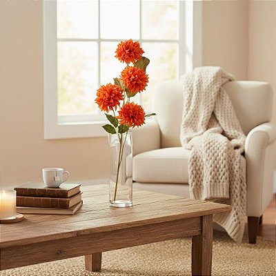 GALHO ALLIUM CRISANTEMO X4 LARANJA 50CM 131203