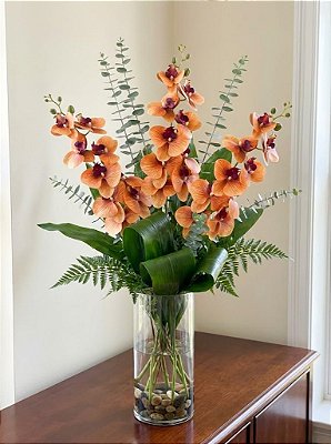 ORQUIDEA SILICONE TOQUE REAL LARANJA X9 105CM 12941L