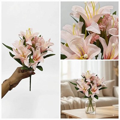 BUQUE DE LIRIO X7 30CM ROSA CLARO 131284