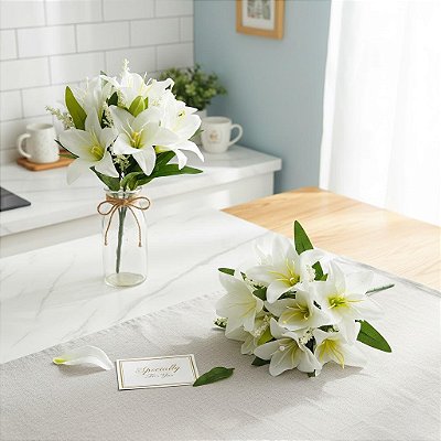 BUQUE DE LIRIO X7 30 CM BRANCO 131280