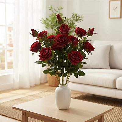 HASTE DE ROSA  X3 80CM - VERMELHO 131272