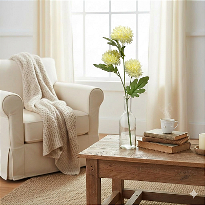 GALHO DE CRISANTEMO X3 65CM - BRANCO