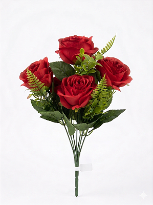 BUQUE DE ROSA X5 VERMELHO 40CM-131757