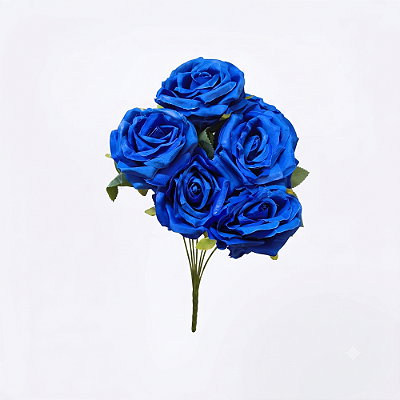 BUQUE DE ROSA IMPERIAL  X7 AZUL ROYAL 45CM-131944