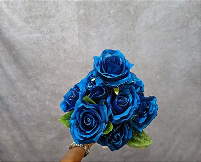 BUQUE DE ROSA X9 AZUL ESCURO 50CM-131982