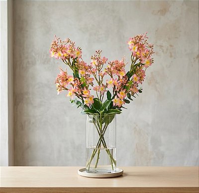 HASTE GALHO FLOR MINI X44 ROSA CLARO 60CM 132074