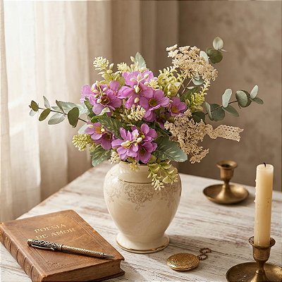 BUQUE DE FLOR DO  CAMPO X6 ROXO 35CM