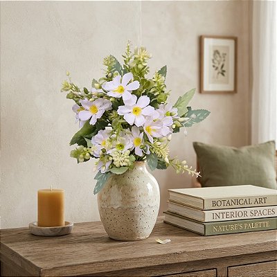 BUQUE DE FLOR DO CAMPO X6 BRANCO 35CM