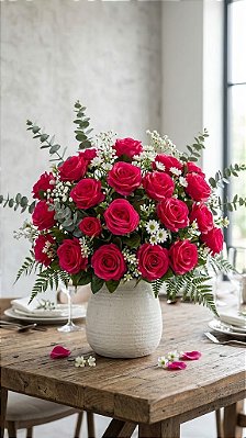 BUQUE DE ROSA X5 ROSA ESCURO 45CM