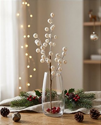 HASTE BERRY 38CM BRANCO FOSCO PEROLADO