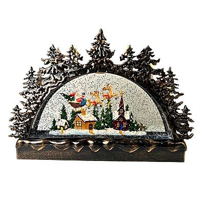 LANTERNA - ALDEIA - 32,5X22,5CM - MUSICAL ILUMINADA - MARROM