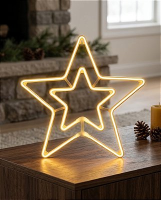 ESTRELA DE LED 50CM BRANCO QUENTE 110V NATAL