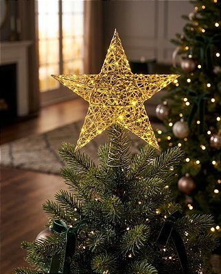 ESTRELA DE LED ARAMADA NATAL 40CM BRANCO QUENTE 30 LEDS BIVOLT