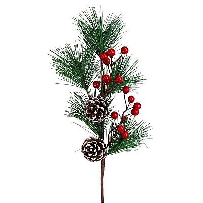 GALHO HASTE  NATALINA   PINHEIRO VERDE  C/BERRY  46CM