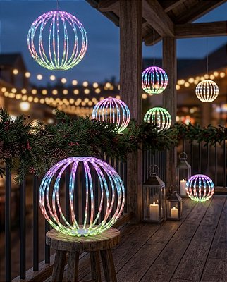 BOLA ILUMINADA EFEITO SNOWFALL 40CM VÁRIAS FUNÇÕES COLORIDO OU UNICO BIVOLT