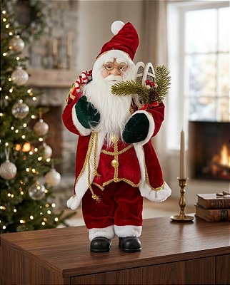 PAPAI NOEL  RUSTICO RAQUETES  60CM  VERMELHO