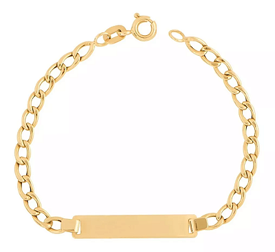 Pulseira de Plaquinha Infantil Bebê de Ouro 18k 2 Gramas