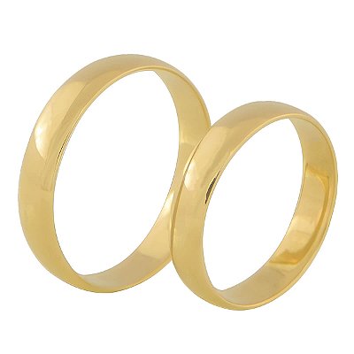 Par De Aliança Casamento Tradicional Abaulada Ouro 18k - 5 Gramas - Largura de 4mm