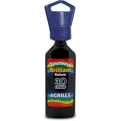 Tinta Relevo Brilhante Dimensional 35 ml (Preta) - Acrilex