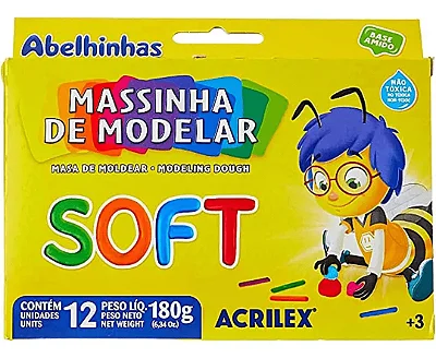 Massa para Modelar Soft Base Amido 12 Cores Foscas - Acrilex