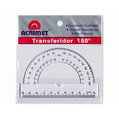 Transferidor Poliestireno 180 Graus Cristal - Acrimet
