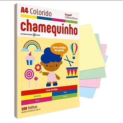 Papel Colorido A4 Chamequinho
