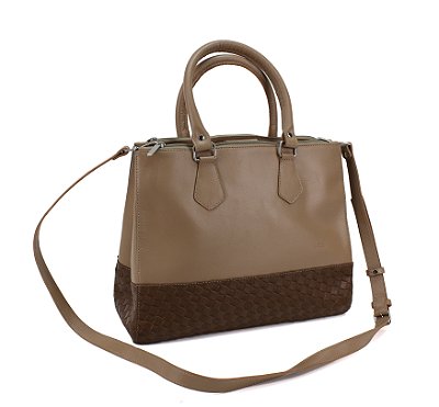Bolsa de Couro Woven Areia