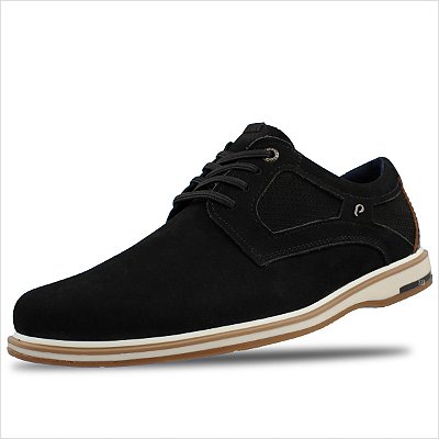 Sapato Pegada Em Couro Masculino - Preto/Pull Up Conhaque
