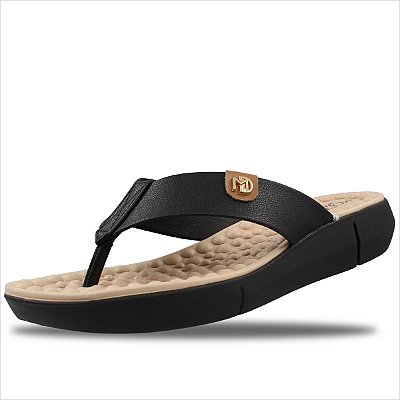 Tamanco Modare Ultra Conforto Reflex Sense Feminino - Preto/Camel