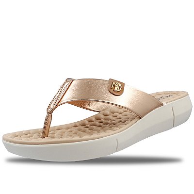 Tamanco Modare Ultra Conforto Reflex Sense Feminino - Ouro Rosado/Camel