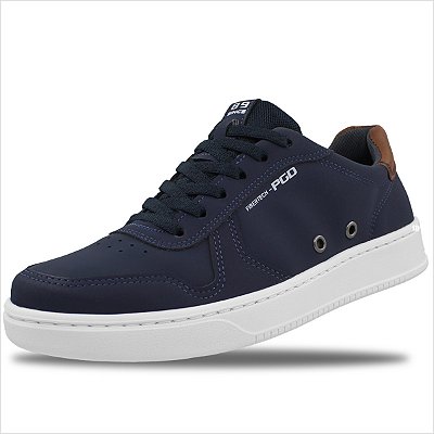 Tênis Casual Pegada em Microfibra Masculino - Importado Nobucado Navy/Atanado Pinhão
