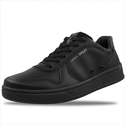Tênis Casual Pegada em Microfibra Masculino - Preto/Preto